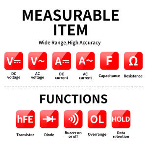 Voltmètre Ampèremètre Ohmmètre Capacitance Meter Multimètre Numérique <span class=keywords><strong>Multi</strong></span> Testeur DMM avec Lecture Tenir et Support Arrière - Product Image 2