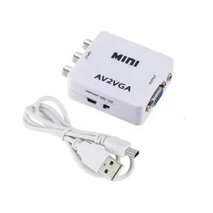 Convertisseur vidéo HD RCA CVBS Convertisseur vidéo Mini AV2VGA Adaptateur avec audio 3.5mm vers PC Convertisseur HDTV AV vers VGA