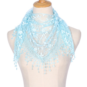 Fraîcheur douce dentelle florale femmes écharpe Wrap <span class=keywords><strong>triangulaire</strong></span> église <span class=keywords><strong>voile</strong></span> avec franges à la mode élégance <span class=keywords><strong>voile</strong></span> Protection solaire <span class=keywords><strong>voile</strong></span> - Product Image 4