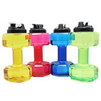 Bouteille d'eau sport de 2,2 litres grande capacité, bouteille d'eau de motivation en forme d'haltère avec marqueur de temps, bouteilles d'eau personnalisées en forme d'haltère
