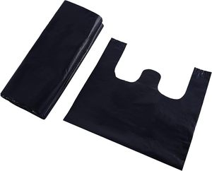 <b>Small</b> <b>Black</b> Plastic T-Shirt <b>Bags</b> with Handles for Grocery Shopping Convenient Plastic <b>Bags</b> - Product Image 4