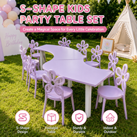 Ensemble de table et chaises en forme de serpentine pour enfants, meubles en bois en forme de S pour événements d'anniversaire en plein air, location