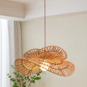 Lámpara Colgante Hecha a Mano de Mimbre y Cuerda de Cáñamo, Estilo Japonés Retro <span class=keywords><strong>Wabi</strong></span>-Sabi, para Dormitorio, Centro de Estilo Zen Chino, Salón de Té, Restaurante - Product Image 3