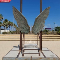 YOUFINE Sculpture d'ailes d'ange en bronze doré, style Art Moderne, pour photomaton extérieur et aménagement paysager commercial