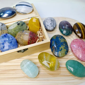 Venta al por Mayor Global de Piedras de Palma Multimaterial Pulimentadas de Citrino, Moissanita, Cristal Azul y Blanco para Sanación Espiritual y Meditación - Product Image 3