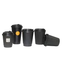LOKYO benutzer definiertes Logo gedruckt 8oz 4oz schwarze Tassen einwand ige Einweg-Kaffeetasse zum Mitnehmen