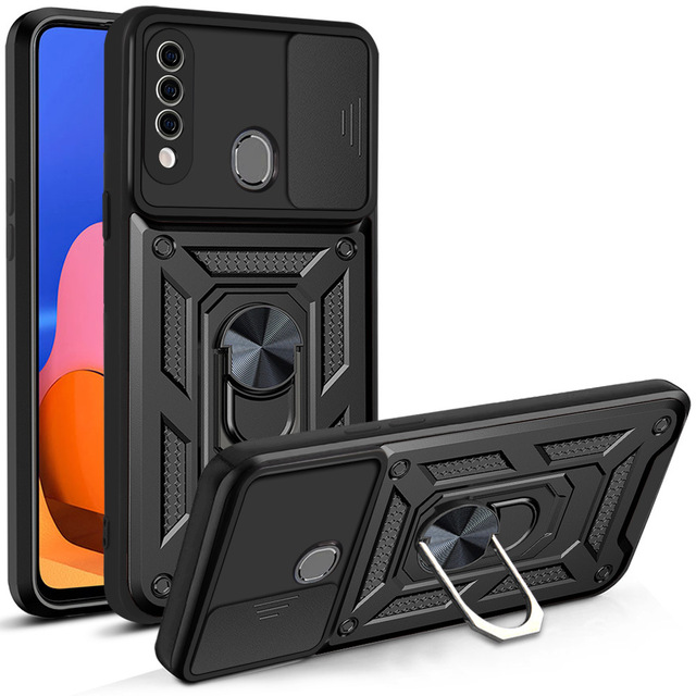 Armor Ring Stand Holder Phone Case For Xiaomi 14 Ultra With Sliding Camera Protection Cover for Redmi 14C Note 13 Pro Plus