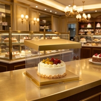 Boîtes à gâteaux premium de 4 pouces avec couvercles dorés et parois latérales transparentes, stock d'usine disponible en gros