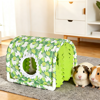 Tunnel-cabane pour petits animaux, facile à nettoyer, avec rideau, pour cochon d'Inde, hamster, lapin, chinchilla