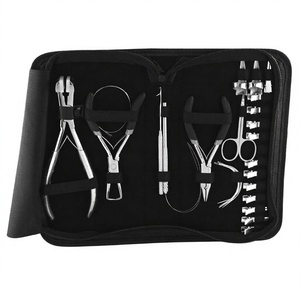 El kit de herramientas de extensión de cabello todo en uno incluye removedor de microperlas y alicates de prensado, mini tijera y agujas tipo C de 4 piezas - Product Image 1