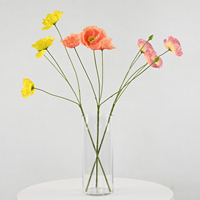 Fleur de pavot artificielle de grande taille avec bourgeon, pavots en soie pour la maison, vase, centre de table de mariage, arrangement floral DIY, décoration