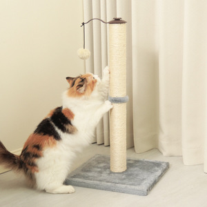 Griffoir vertical pour chat en corde de sisal, 1 niveau, base grise, pour le jeu des chatons et l'entretien des griffes - Product Image 3