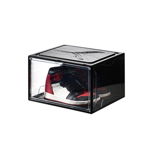 Side Drop Kích Thước Lớn Giày <span class=keywords><strong>Organizer</strong></span> <span class=keywords><strong>Box</strong></span> Đen Nhựa <span class=keywords><strong>Stackable</strong></span> Giày Lưu Trữ Thùng Tiết Kiệm Không Gian Giữ Giày Sneaker Hiển Thị Trường Hợp - Product Image 1