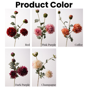 Nouvel Arrivage Fleurs Artificielles en Soie Dahlia Artificielle 4 Têtes Dahlia Rouge pour Décoration Maison Fête Mariage - Product Image 3