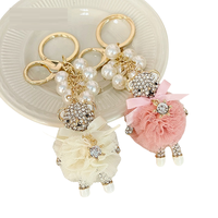 Luxe mode diamant ours en peluche perle pendentif bling cristal porte-clés gaze jupe ours corde strass porte-clés accessoires