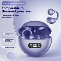 Headset Clip On Bluetooth True Wireless Earbuds dengan Layar Digital LED, Peredam Kebisingan ENC, dan Desain Open Ear