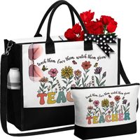 Ensemble cadeau personnalisé pour professeur, sac fourre-tout en toile coloré réutilisable avec des trousses de toilette unisexes, personnalisé pour lui ou pour elle