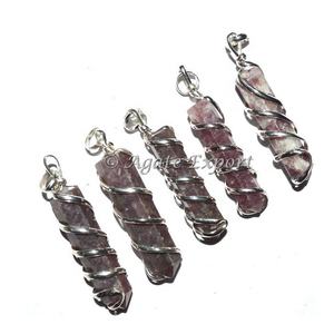 Pendentifs en pierre à crayon, 1 pièce, avec fil en argent - Product Image 1