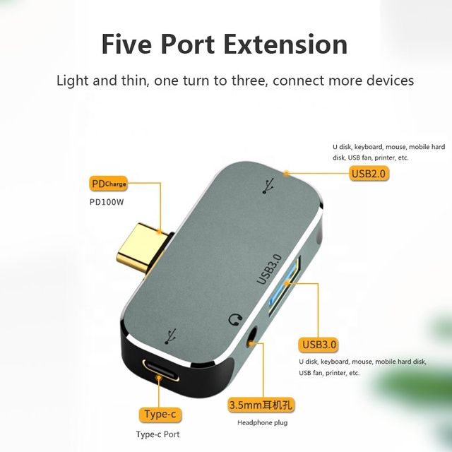 USB C Hub Usb 2.0 3.0 Hub External 4 Port Adapter Separator Type C Usb Expander PC X Box PS5 Laptops Accessories Docking Station