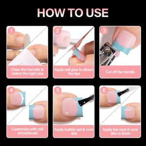 Faux <span class=keywords><strong>ongles</strong></span> de pieds press-on 5 couleurs naturelles, pointe française, brillants, couleurs fluorescentes, imperméables, pour usage quotidien - Product Image 6