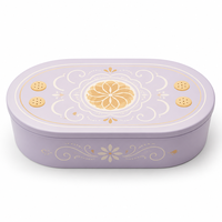 Boîte en étain ovale personnalisée pour biscuits, chocolats, bonbons, emballage alimentaire, avec couvercle ajusté, vente en gros, OEM, sur commande