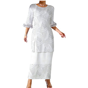 ชุดเดรสลำลองแขนสองชั้นแบบสั่งทำพิเศษ ลายโพลินีเซียน ปูเลตาซี ลายทงกาและซามัว ชุดเดรสสำหรับงานปาร์ตี้ผู้หญิง 2 ชิ้น - Product Image 1