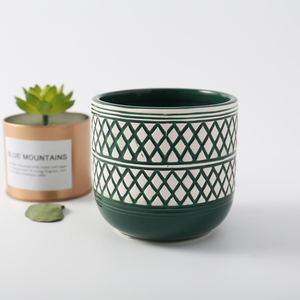 Planteur de fleurs de petite dimension, 12 pièces, décoration de bureau d'hôtel bon marché, vert mat, <span class=keywords><strong>avec</strong></span> gaufré - Product Image 2