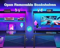 Escritorio para juegos con luz LED y toma de corriente, bolsa de almacenamiento y gancho para escritorio de computadora en forma de L reversible de 53 ", negro