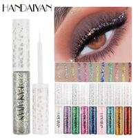 HANDAIYAN Fard à paupières liquide scintillant effet diamant broyé, super brillant, nacré irisé, pour spectacles transfrontaliers