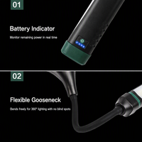 Lampe de travail mains libres à suspendre au cou, rechargeable USB-C, avec lumière flexible et flash rouge pour réparation automobile, camping et course nocturne