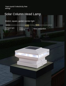 Capuchon solaire blanc pour clôture extérieure avec lampe à colonne solaire est utilisé pour l'éclairage LED de décoration de jardin de cour de pont. - Product Image 5