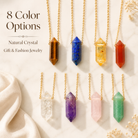 Collier pendentif en cristal hexagonal naturel, chaîne dorée, bijoux en pierres précieuses pour femmes, cadeau