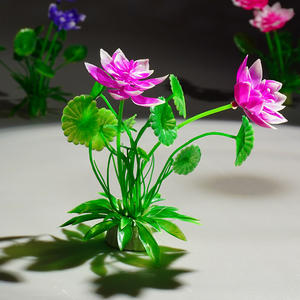 Usine directe 14.5cm petite Simulation nénuphar Lotus & herbe en plastique Aquarium aquarium décoration ornement pour salon - Product Image 4