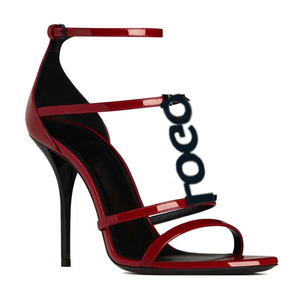 Sandales à talons hauts personnalisées pour femmes, style européen et américain, à bout ouvert, couleur unie, avec lettres, pour l'été - Product Image 1