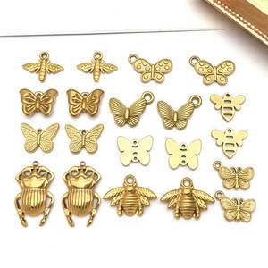 Pendentifs et breloques de luxe en acier inoxydable 316L plaqué or 14k 18k, anti-ternissement, pour la fabrication de bijoux (colliers, bracelets, breloques insectes) - Product Image 1