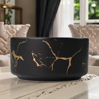 Bol rond cylindrique en céramique motif marbre noir et or de taille personnalisée