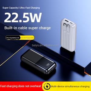 Logo personnalisé Charge <span class=keywords><strong>rapide</strong></span> Portable PD 22.5W Power Bank 10000mAh Charge <span class=keywords><strong>rapide</strong></span> bidirectionnelle Construit en 2 câbles de charge <span class=keywords><strong>rapide</strong></span> - Product Image 3