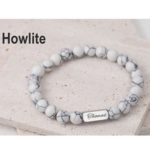 Perles en <span class=keywords><strong>pierre</strong></span> volcanique classiques en forme de boule gravées avec un <span class=keywords><strong>nom</strong></span> personnalisé, bijoux personnalisés DIY pour les couples - Product Image 5