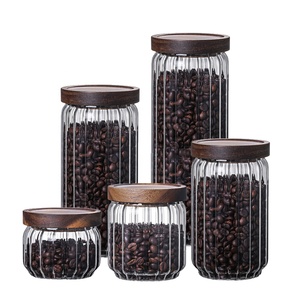 Factory Direct Sale Creative Acacia Wood Airtight Glass Jar Containers Sealed Glass Food Storage Jars