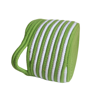 Cestino portaoggetti intrecciato in cotone, materiale in tessuto verde fatto a mano, <span class=keywords><strong>scatola</strong></span> di cestini di frutta <span class=keywords><strong>da</strong></span> <span class=keywords><strong>scrivania</strong></span> di medie dimensioni - Product Image 1