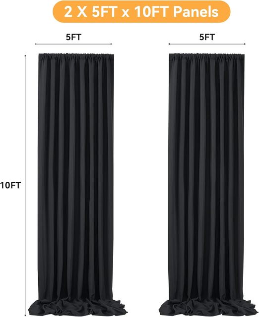 10x10FT White Backdrop Curtains for Party  2 Panels 5x10FT  Wrinkle Resistant Photography Background Drapes