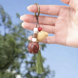 Wholesale Handcrafted Plant Fruit Shell Key Ring Pendant <b>Wind</b> <b>Chime</b> Retro Copper Loop Bodhi Bead Hanging Decor - Product Image 1