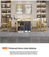 Ensemble table et chaises de bureau/balcon en pierre et métal, style moderne et minimaliste, avec espace de rangement ; Table basse de luxe léger pour la réception