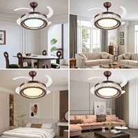 Ventilateur de plafond moderne pour chambre à coucher, réversible, 6 vitesses, avec minuterie, télécommande, pales rétractables, corps en bronze, 36W*2 LED