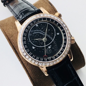Reloj de Pulsera Clásico Automático para Hombre con Diseño de Cielo Estrellado, Brújula, Fase Lunar, Bisel con Diamantes, Correa de Cuero, Resistente al Agua - Product Image 5
