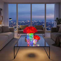 Moderna Decorazione a Forma di Fungo Prismatico Iridescente, Figurina LED 3D Riflettente Arcobaleno, Regalo Unico per Matrimoni e Decorazione da Tavolo