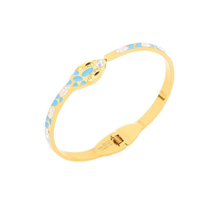 Bracciale a Forma di Serpente in Acciaio Inossidabile Placcato Oro con Incastonatura di Cristalli Bracciale Unisex per Uso Quotidiano - Product Image 2