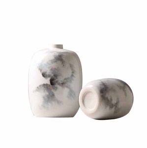 Vase en céramique à gros ventre, style chinois moderne simple et zen, nouveau style créatif, motif d'encre, vente en gros - Product Image 4