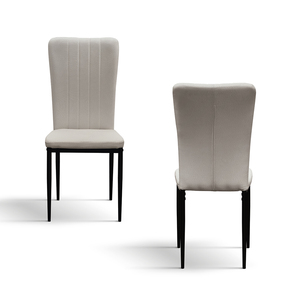 Frida <b>Chair</b> <b>Set</b> <b>Of</b> <b>6</b> Beige Tissue Upholstery Metal Base Indoor <b>Dining</b> <b>Chairs</b> - Product Image 2
