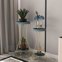 Support de Plante à Piédestal Intérieur Extérieur, Décoration Métallique Haute, Centre de Table Doré pour Fleurs